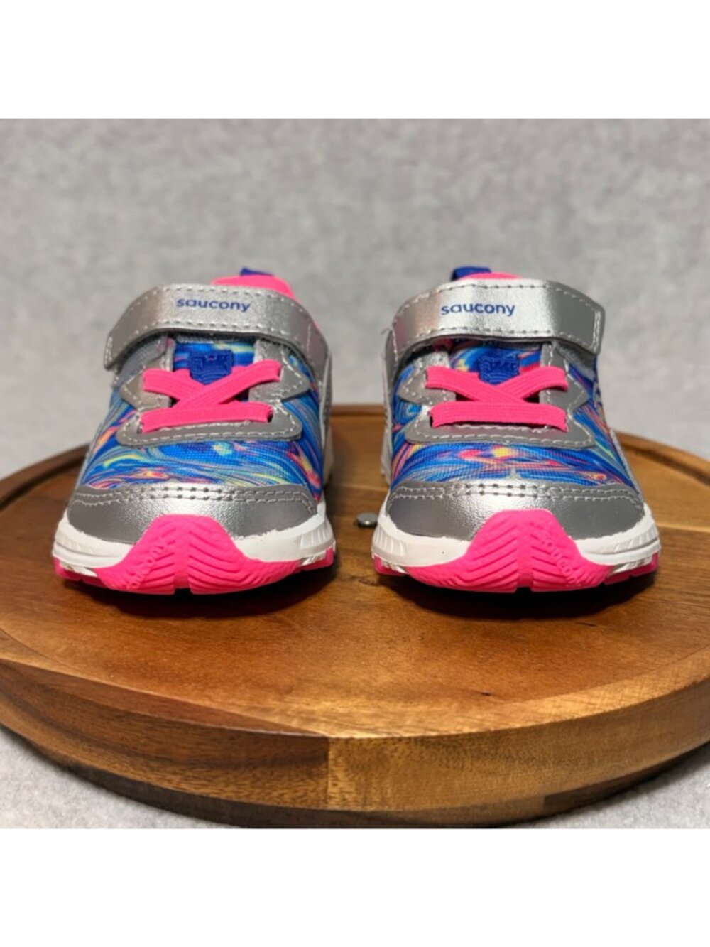 Saucony Kids Shoes Toddler Size 4M Multicolor Swirl Blue Pink Hook/Loop Closure - Picture 3 of 11
